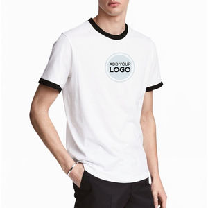 Hombres Casual Slim Fit Básico de manga corta de moda para hombre de cuello redondo camisetas Ringer camiseta hombres mujeres manga camiseta a rayas - Product Image 5