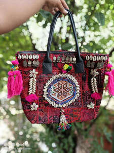 Bolso bordado tradicional hecho a mano indio para mujer, bolso de compras con borlas Banjara Vintage, bolso de mano bohemio Hippie con estilo - Product Image 2