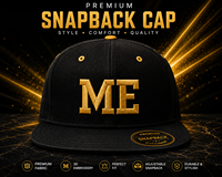 Topi Snapback Unisex 6-Panel Premium Black Gold Y2K Bordir 3D Flat Brim, Bahan Kanvas Anti Air, Bernapas, Kasual Streetwear dengan Huruf