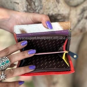 กระเป๋าสตางค์ใบเล็กพับสามทบทำจากหนังรีไซเคิลทำมือสำหรับผู้หญิงกระเป๋าใส่บัตรเครดิตหนังวัวดีไซน์หรู - Product Image 6