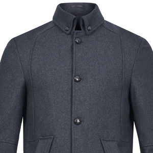 Vente en gros de vestes en laine à col boutonné, coupe ajustée, couleur anthracite, brodées sur mesure, de haute qualité, 100%, taille hiver - Product Image 2