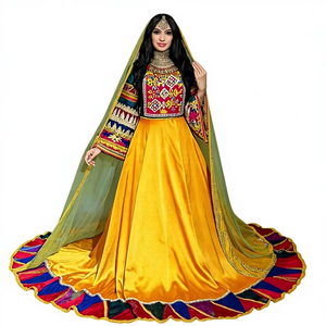 Robe traditionnelle afghane vintage pashtun, vêtements ethniques culturels faits à la main pour femmes, vente en gros, longueur au sol, manches longues - Product Image 1