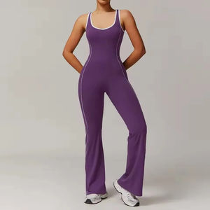 Ensemble de yoga pour femmes tendance 2025 Nouvelle arrivée Motif uni Taille haute élastique extensible dans les quatre sens Leggings 2 pièces Équipement de fitness - Product Image 5