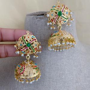 ต่างหูแบบดั้งเดิม ดีไซน์คลาสสิก คุณภาพเยี่ยม ชุบทอง สวยหรู สไตล์จาดาอู เหมาะสำหรับงานแต่งงาน คอลเลคชั่นสำหรับผู้หญิงและเด็กผู้หญิง - Product Image 1