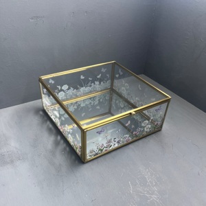Boîte à bijoux, boîte de rangement, organisateur, boîte à bijoux décorative imprimée avec finition en laiton - Product Image 6