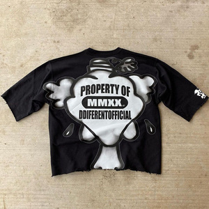 Custom Men's Eco-Friendly 340g Cropped Boxy Cut DTG Printed T-Shirt Breathable Plus Size Short Sleeve Loose Casual Crew Neck - Product Image 5