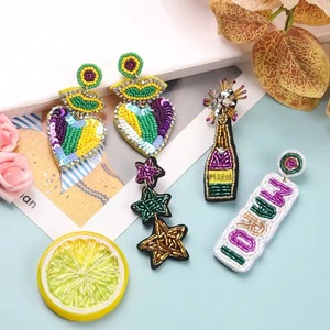 ต่างหูลูกปัดทำมือต่างหูเลื่อมสำหรับผู้หญิงต่างหูลูกปัดข้าวต่างหูลูกปัดหลากสีงานตามสั่ง - Product Image 3