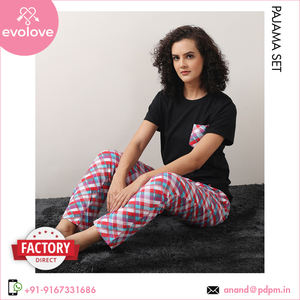 Conjunto de pijama de 2 piezas de calidad superior para mujer de algodón 100% de fabricante profesional, vestido verde de media noche de verano para primavera - Product Image 3