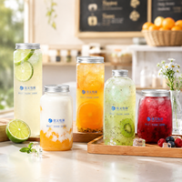 Canettes de boisson transparentes en PET avec anneau d'ouverture EOE 330ml 350ml 500ml pour café, soda, boisson énergisante, emballage pour fêtes