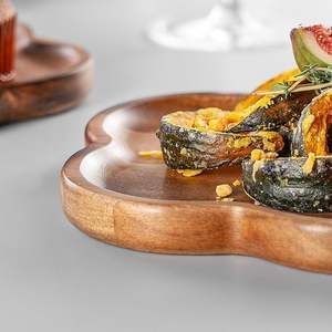 Plateaux et plateaux en bois pour assiettes à dîner 8 pouces plateau de service en bois d'acacia plateaux de service en bois pour la décoration intérieure, nourriture - Product Image 5