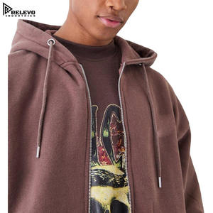 Sudadera con Capucha Extra Grande para Hombre, con Logotipo Personalizado, Lavado Ácido, Decoloración al Sol, Cierre de Cremallera, Estilo Urbano, Gruesa, 100% Algodón, Hombros Caídos - Product Image 5