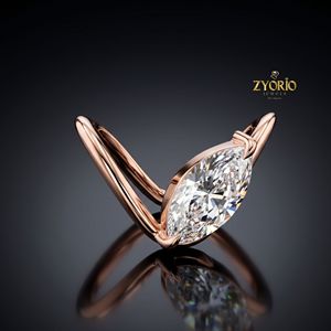 Marquise Cut <b>Solitaire</b> Engagement <b>Ring</b> 925 Sterling <b>Silver</b> Minimalist Promise <b>Ring</b> for Women - Product Image 2