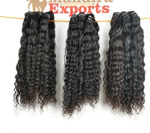 Venta al por mayor de extensiones de cabello humano natural de doble trama natural suave y rizado Virgen sin procesar fabricante indio templo - Product Image 1