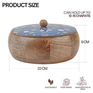 กล่องโรตีทำมือ ภาชนะไม้สำหรับเสิร์ฟจาปาตีสดที่บ้าน กล่องจาปาตีไม้ตกแต่งโดย AALIYAN IMPEX - Product Image 2