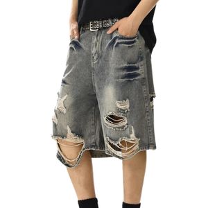 กางเกงยีนส์ของผู้ชายแบบฮิปฮอประบายอากาศได้ดีกางเกงยีนส์สตรีทแวร์ทรงหลวมออกแบบโลโก้ได้ตามต้องการ - Product Image 3