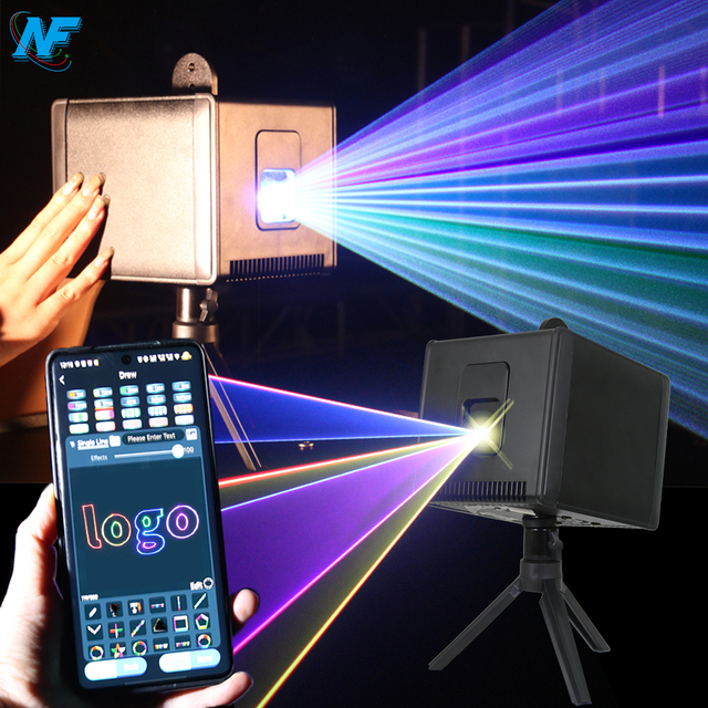 Newfeel 3W 5W RGB Laser Cube Light APP Control Portable DJ Party Mapping Show Laser Projector with Suitcase