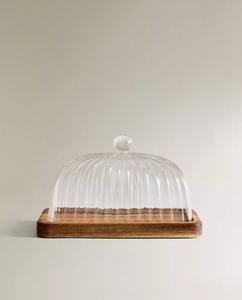 Beurrier moderne en verre et bois - Product Image 1