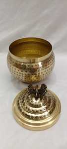 ชามทองเหลืองสีเงินทองทำด้วยมือพร้อมด้ามใบไม้สำหรับตกแต่งโต๊ะผลไม้งานปาร์ตี้โอกาสร้านอาหารบ้าน - Product Image 6