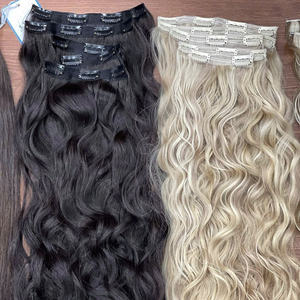 Extensions de cheveux humains vietnamiens de qualité doublement tirés, couleur blanche, à clipser sans couture, personnalisables en gros - Product Image 6