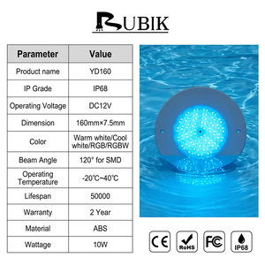 Luz LED Ultrafina de Plástico ABS para Piscina, IP68 Impermeable, 12V, Montaje en Pared, Iluminación Subacuática para Piscina, 2 Años de Garantía - Product Image 3