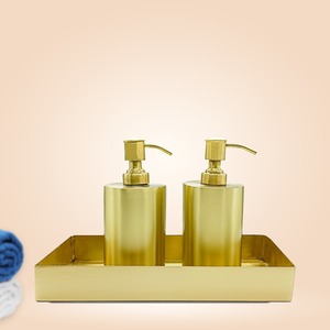Home Decor Brass Luxury Bathroom Set With 2 Liquid Soap Dispenser and 1 Display Tray Bathroom Accessories With Brass Material - Product Image 4
