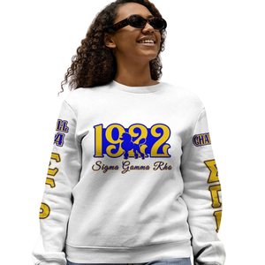 Sweat-shirt à col rond en polaire doux Sigma Gamma Rho 1922 Bleu Or Vêtements grecs de sororité Pull pour femmes Tenue d'hiver - Product Image 5