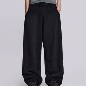 French Terry Baggy Cotton Knit Track Jogger Stacked Sweat pantalones de chándal holgados Hombres acampanados Pierna ancha Mujeres Pantalones de chándal - Product Image 1