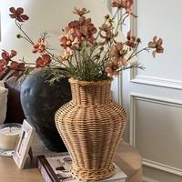 Vase en rotin tressé vintage durable pour centre de table de mariage, 100 % naturel, écologique, fait main, taille personnalisée, décoration intérieure, vente en gros