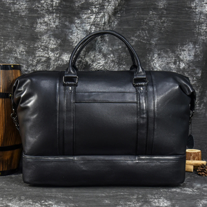 Leather <b>Duffel</b> <b>Bag</b> Weekender Travel <b>Bag</b> with Zipper Closure Durable Black Luxury Sport Large Capacity Portable - Product Image 1
