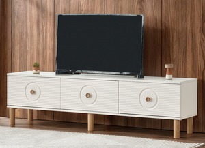 Moderno Soporte de TV Convertible de Madera Maciza Negra y Dorada con Almacenamiento para Televisores de 65 Pulgadas y Más Grandes, Mueble de Salón con Montaje en Suelo - Product Image 4