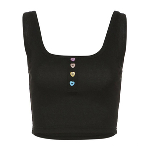 Top corto para mujer, viaje diario, fiesta, verano, sin costuras, Sexy, sin mangas, informal, manga corta, cuello alto, Top de punto acanalado, manga corta, Nave - Product Image 3