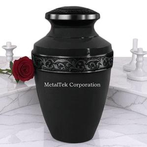 Grecian Blue Cremation Urn Customized Colours Modern Design Floral Engraved Handcrafted Funeral Urns Adult Scattering Ashes <b>Jars</b> - Product Image 4
