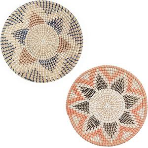 Round Shape Beautiful Design Wall Decor Seagrass String Basket with Elegant Pattern Kitchen Storage - Product Image 5