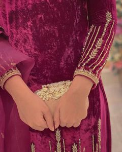 PRESENTANDO NUEVO CONJUNTO DE TOP DE TERCIOPELO PESADO DE BUENA CALIDAD CON PRECIOSO PLAZZO DE TERCIOPELO BORDADO Y PESADO - Product Image 1