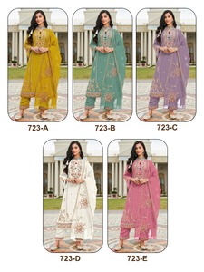 Dhwaja Export Salwar Kameez semi-cousu pour femme en véritable georgette avec broderie lourde en viscose, travail de sequins et de zari - Product Image 6