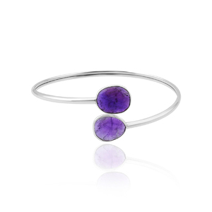 Attractive Stunning 925 Sterling <b>Silver</b> CZ Gemstone <b>Adjustable</b> Bangle Jewelry - Product Image 5