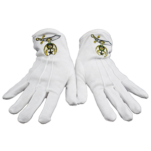 Wholesale <b>Products</b> Embroidered Symbol Regalia Cotton White Work Safety Masonic Freemasons Plain Blue Lodge Gloves - Product Image 3