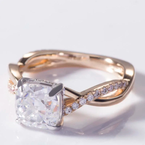 Customize Size 14k Solitaire Ascher Cut Diamond Ring Original IGI Certified Handmade Setting for Women Men's Wedding - Product Image 2