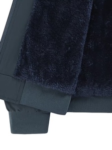 Veste d'hiver pour homme, doublée en polaire, coupe-vent, col montant, fermeture éclair, couleur unie, en nylon, épaisse et chaude - Product Image 5