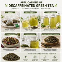 Thé vert décaféiné en vrac pour infusion chaude et fabrication de sachets de thé, vente en gros, marque privée prise en charge, conventionnel