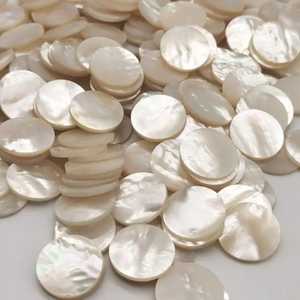 Prêt à expédier nacre polie 15*2mm feuille ronde à motif croisé de coquillage blanc pour la décoration de la maison - Product Image 5