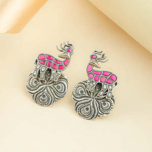 Anokhi - Pendientes de moda con bisel religioso de cobre y latón, con formas geométricas de animales, perlas y diamantes, ideales para fiestas. - Product Image 3