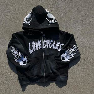 เสื้อมีฮู้ดแบบซิปมีซิปมีฮู้ดผ้าคอตตอนพิมพ์ลายพัฟแบบพิมพ์ทั้งตัวพิมพ์ลายสำหรับงานปัก - Product Image 1