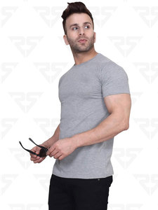 T-shirt uni à demi-manches et à col rond pour hommes, t-shirts à demi-manches en coton avec logo personnalisé - Product Image 4