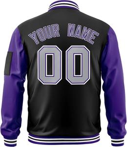 Veste universitaire manches contrastées patchs de broderie numéro de nom d'équipe personnalisé veste Bomber universitaire personnalisée livraison directe - Product Image 5