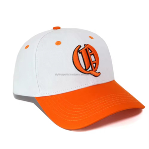 Custom Logo Hot Style Fashion Popular Old English Letter Embroidered Curved Bill <b>Cap</b> Two Toned White Orange <b>Baseball</b> <b>Caps</b> - Product Image 3
