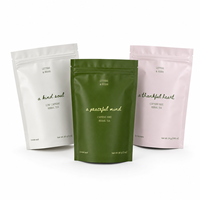 Sachet d'emballage de thé imprimé sur mesure, qualité alimentaire, avec fermeture éclair, finition mate, minimaliste, pour thé en vrac ou infusions, 3oz
