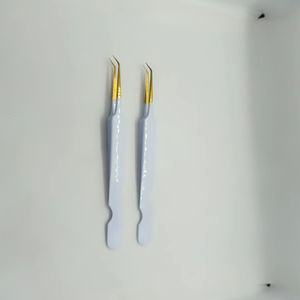 แหนบหยดสีขาวสำหรับการต่อขนตาคอลเลกชั่นที่จับแบบเรียบสแตนเลสเครื่องมือขายส่ง - Product Image 1