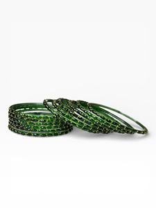 Juego de Brazaletes de Moda con Baño de Oro, Corte Esmeralda Verde Oscuro Estilo Indio, Diseño de Gota de Lluvia, Joyería Tradicional para Exportación Global - Product Image 3