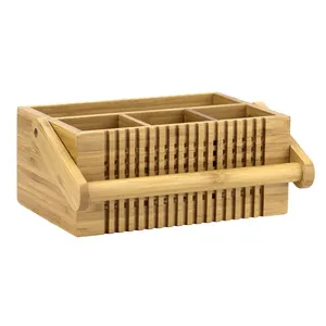 Metal Handle Wooden <b>Caddy</b> Wholesale Manufacturer Kitchenware Storage Acacia Wood <b>Caddy</b> Supplier - Product Image 1